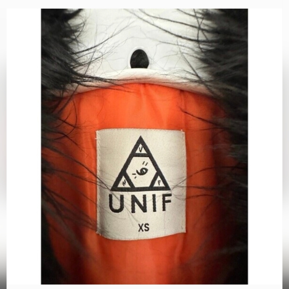 UNIF Berlin Fur Trim Amelia Bomber Jacket Suede Green Zip Orange Lined XS - Picture 2 of 8